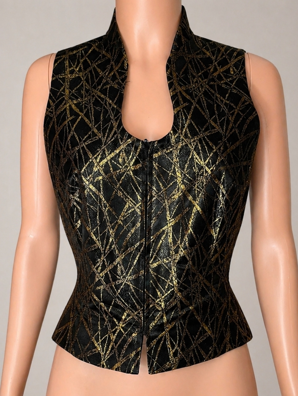 Georgiou Studio Bronze Metallic Zippered Vest Size 8 Vintage 90s